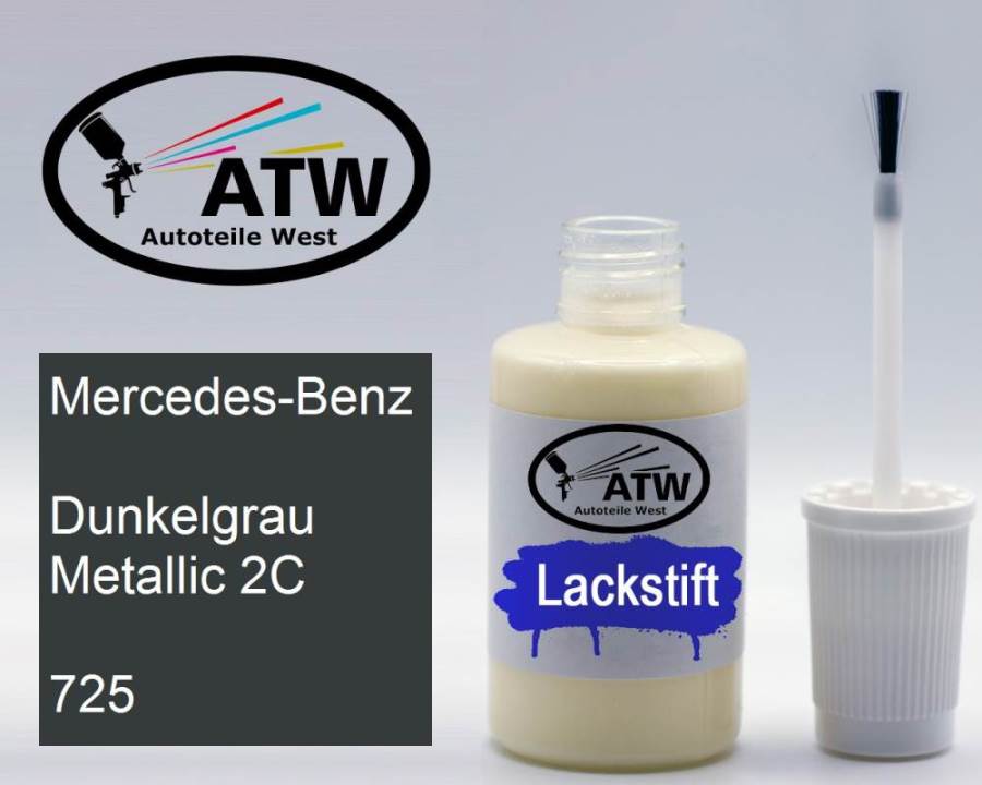 Mercedes-Benz, Dunkelgrau Metallic 2C, 725: 20ml Lackstift, von ATW Autoteile West.